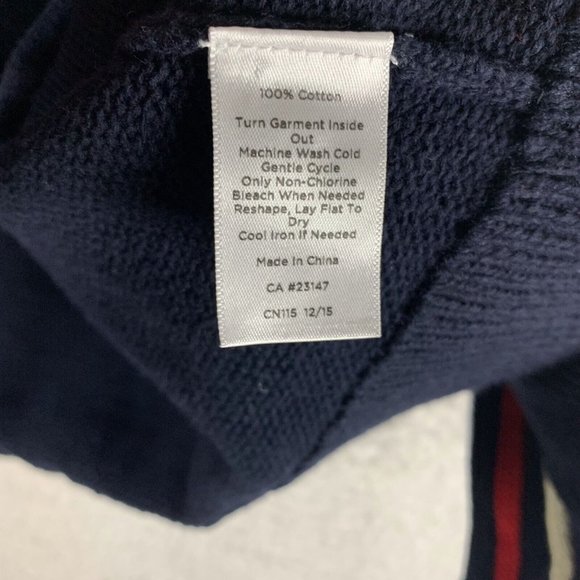 Talbots Sweater Blazer Women XL Blue Striped Trim Long Sleeve Cardigan 7859 - Picture 6 of 8